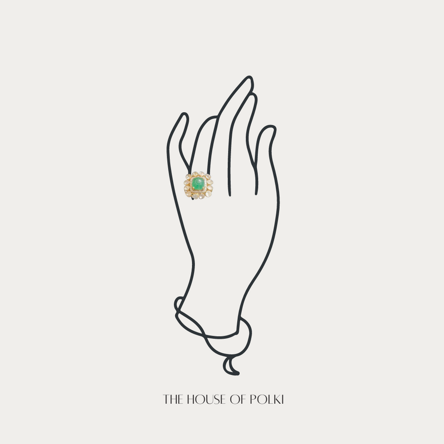 Green Polki Cocktail Ring