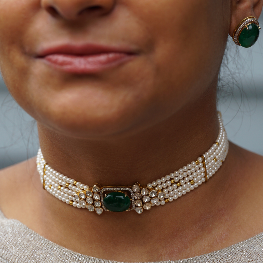 Green Polki Choker Set