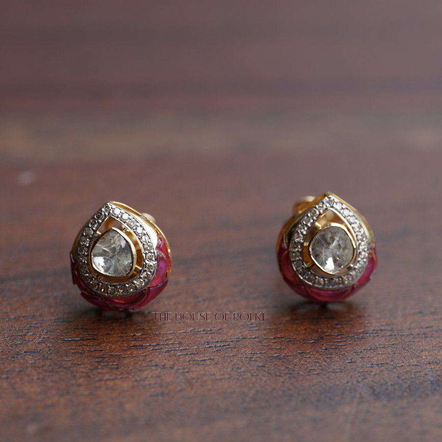 Rosebud Polki Studs